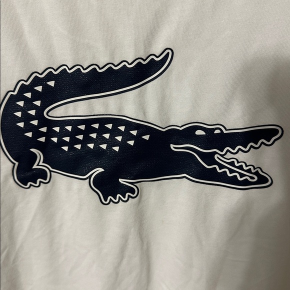 Lacoste White Tee with Navy Crocodile Emblem - Picture 3 of 3